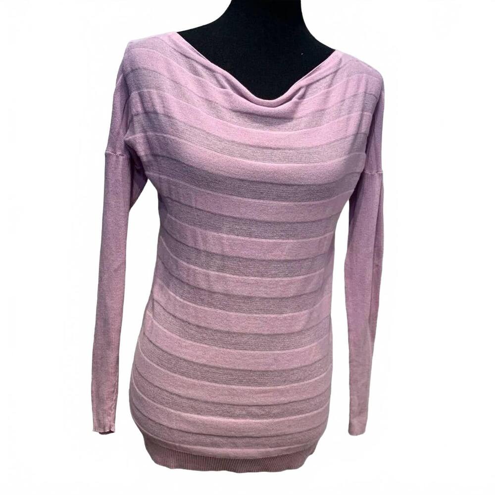 NEW THE LIMITED women's long sleeve scoop neck sweater in lavender stripe